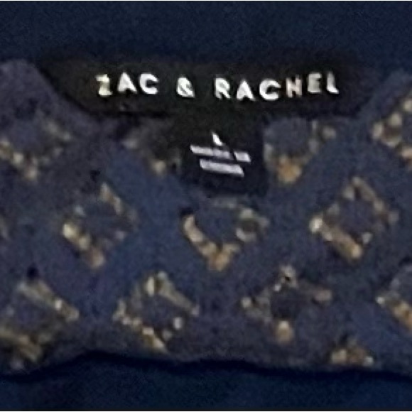 Zac & Rachel Cap Sleeve Tie Front Blouse Peacoat Blue size L - Picture 12 of 14